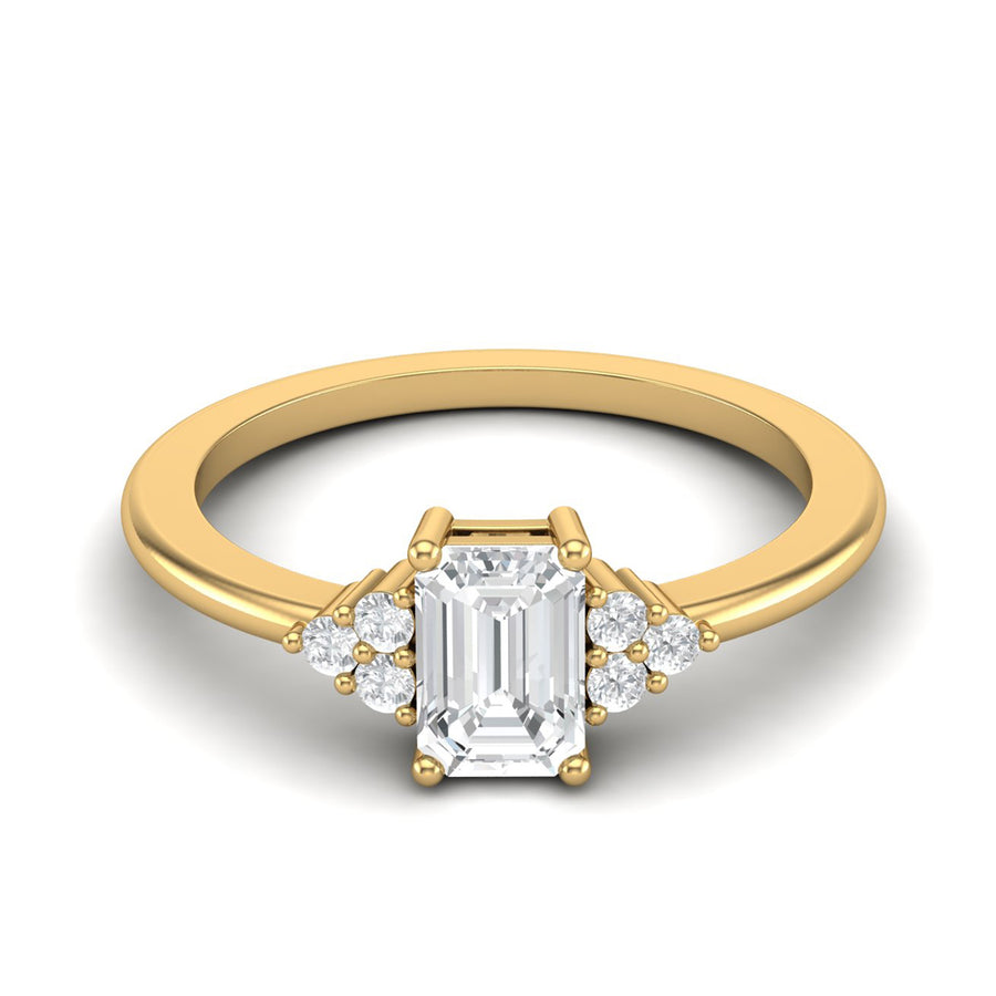 Moissanite Cluster Accent Ring - Sterling Silver Yellow Plated