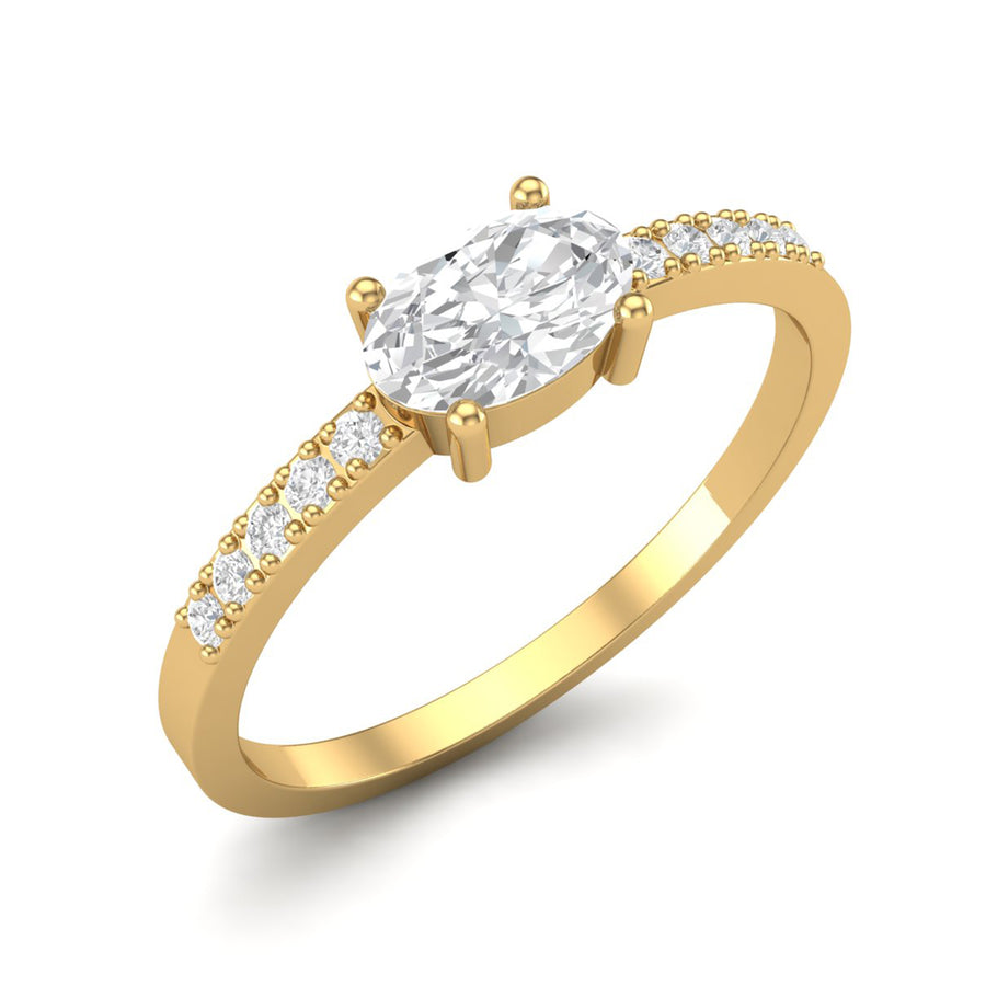 Moissanite Pavé Accent Band Ring - Sterling Silver Yellow Plated