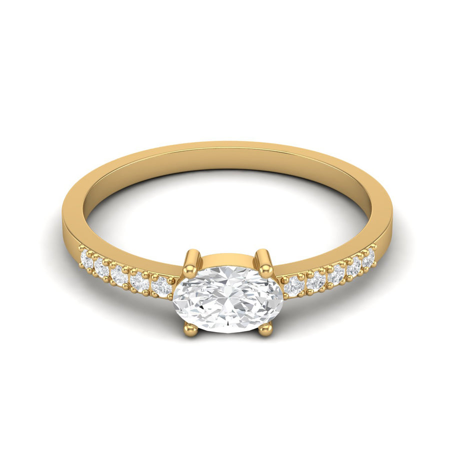 Moissanite Pavé Accent Band Ring - Sterling Silver Yellow Plated