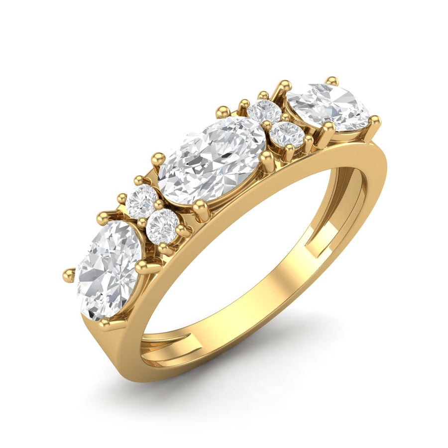 Moissanite Five-Stone Cluster Ring - Sterling Silver Yellow Plated