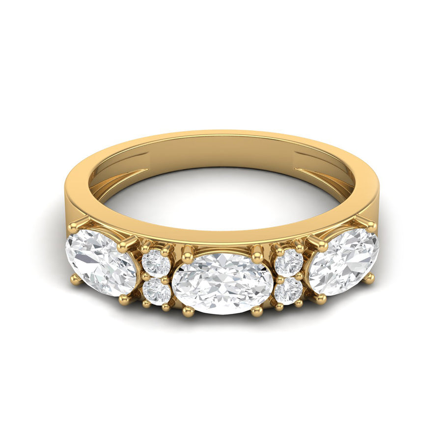 Moissanite Five-Stone Cluster Ring - Sterling Silver Yellow Plated