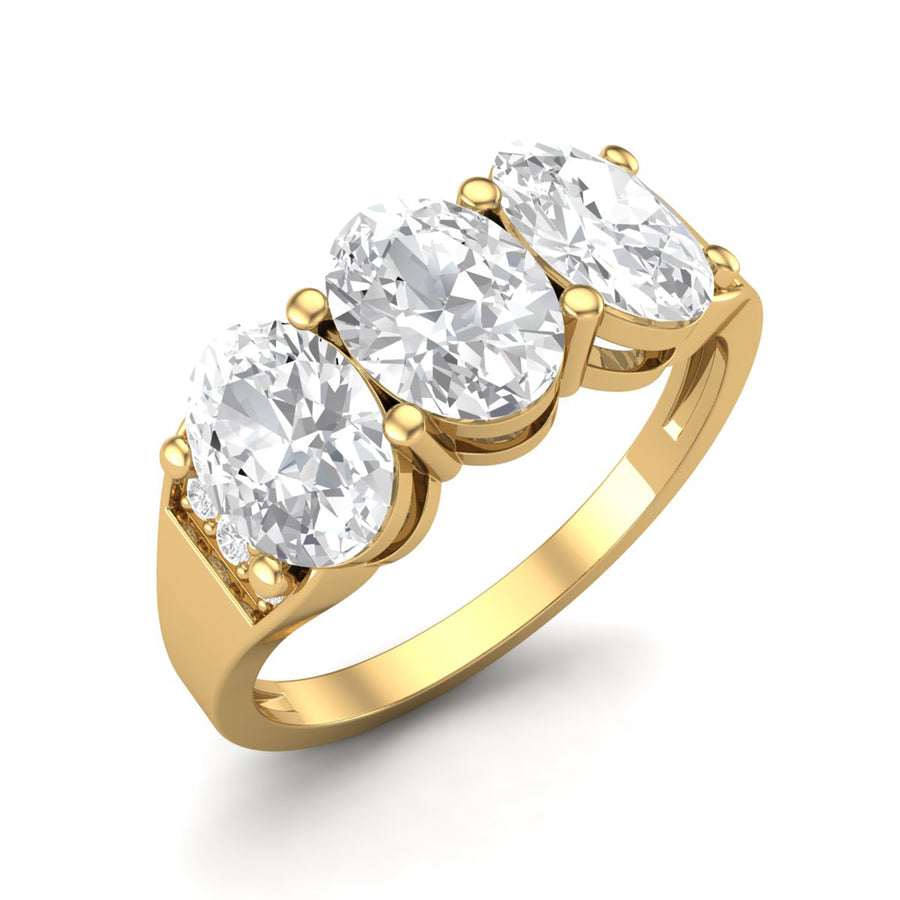 Moissanite Classic Three-Stone Ring - Sterling Silver Yellow Plated