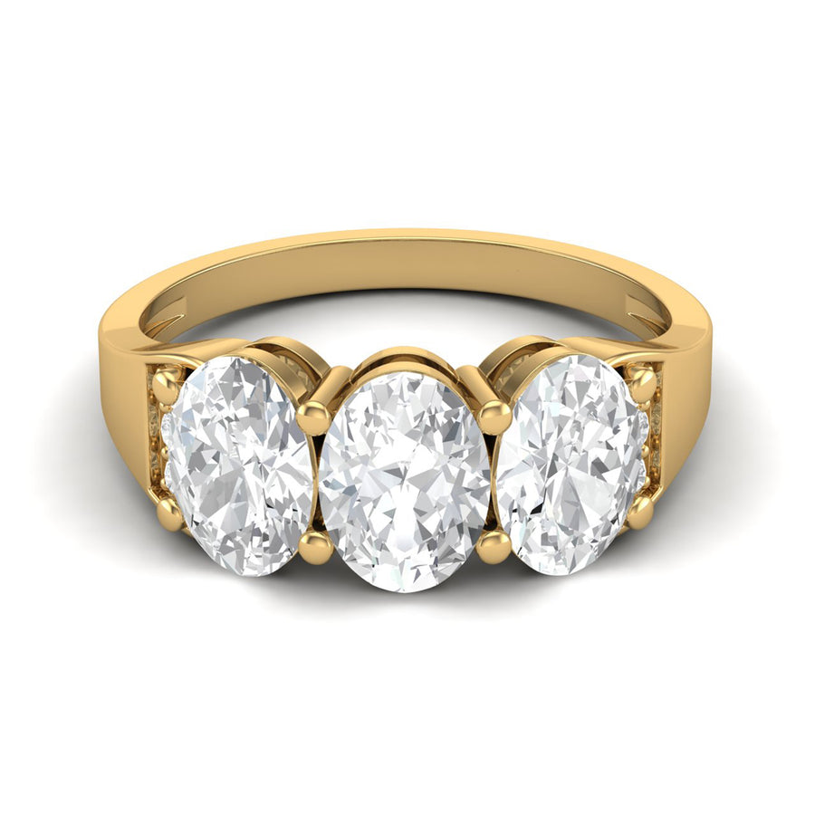 Moissanite Classic Three-Stone Ring - Sterling Silver Yellow Plated