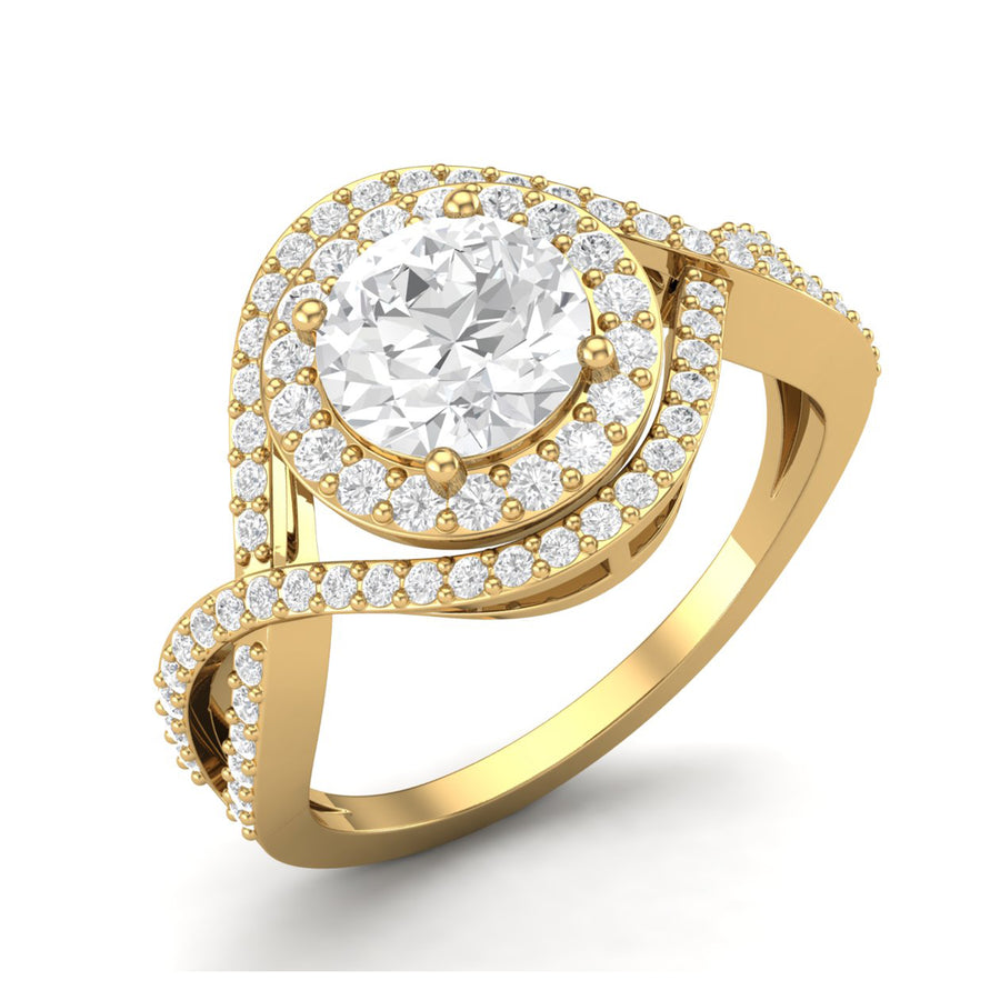 Moissanite Swirl Halo Ring - Sterling Silver