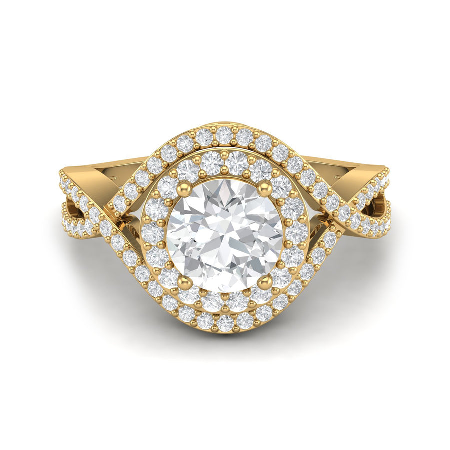 Moissanite Swirl Halo Ring - Sterling Silver