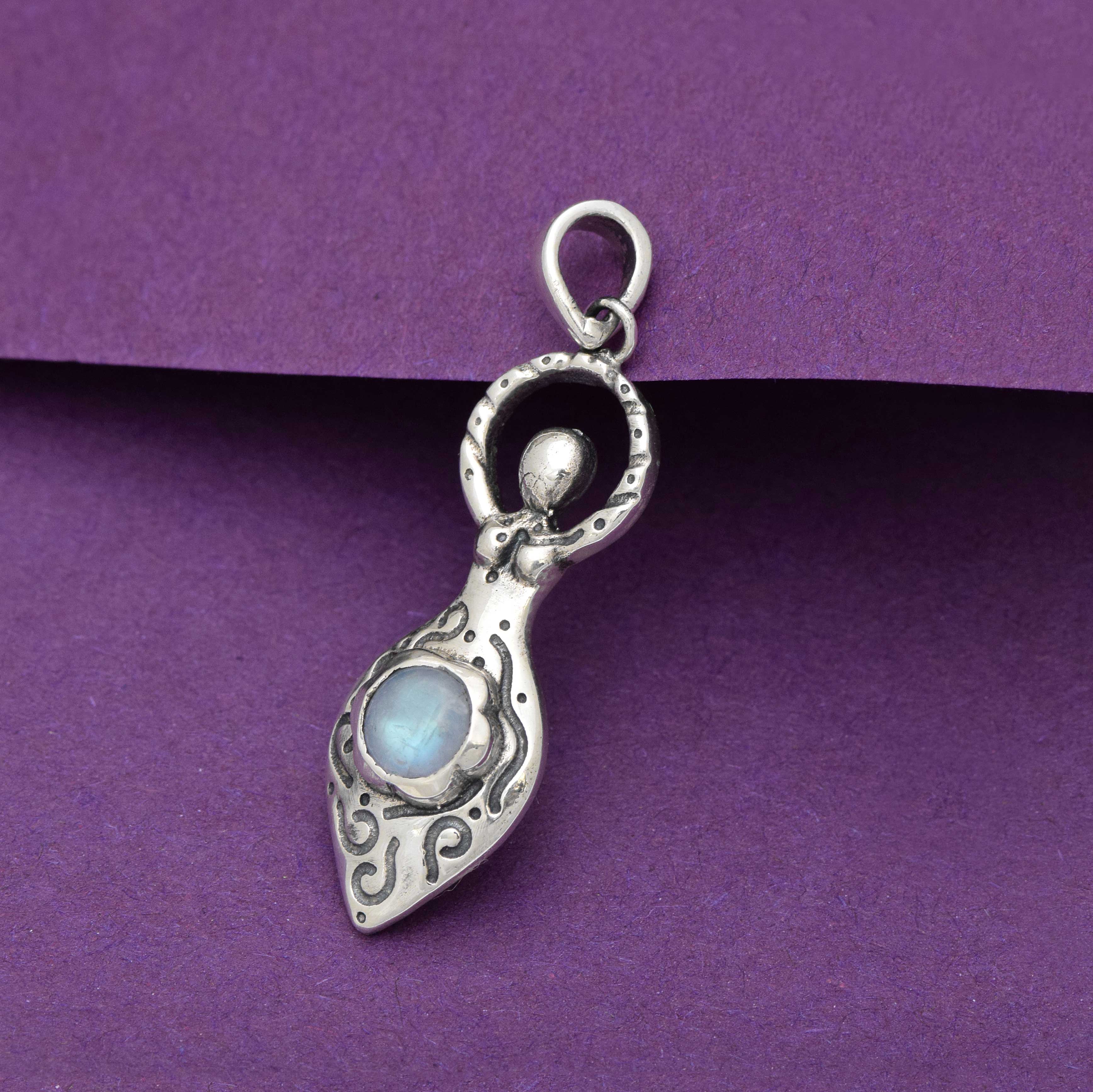 Fertility Goddess Moonstone Pendant Necklace - Main Image