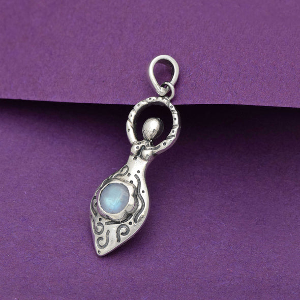 Fertility Goddess Moonstone Pendant Necklace