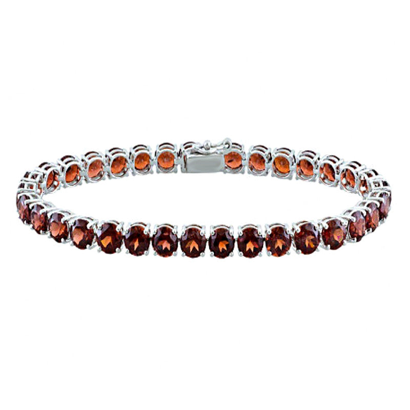 Garnet Tennis Bracelet – 925 Sterling Silver
