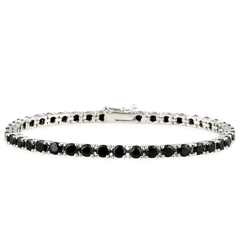 Black Spinel Tennis Bracelet – 925 Sterling Silver