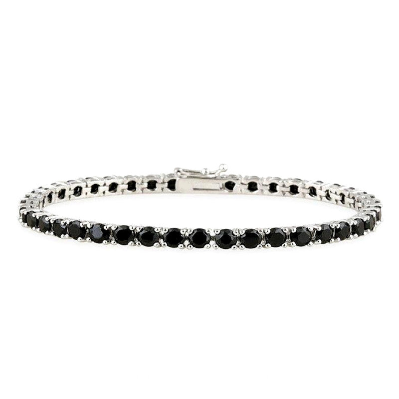 Black Spinel Tennis Bracelet – 925 Sterling Silver
