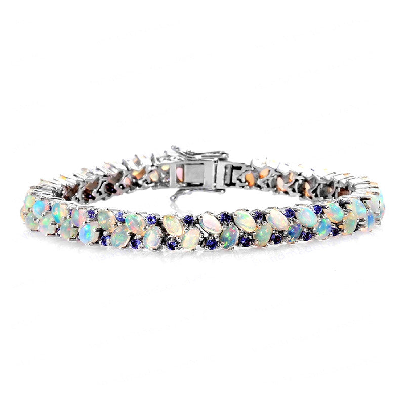 Opal & Tanzanite Tennis Bracelet – 925 Sterling Silver