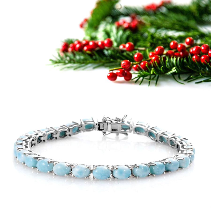 Larimar Tennis Bracelet – 925 Sterling Silver