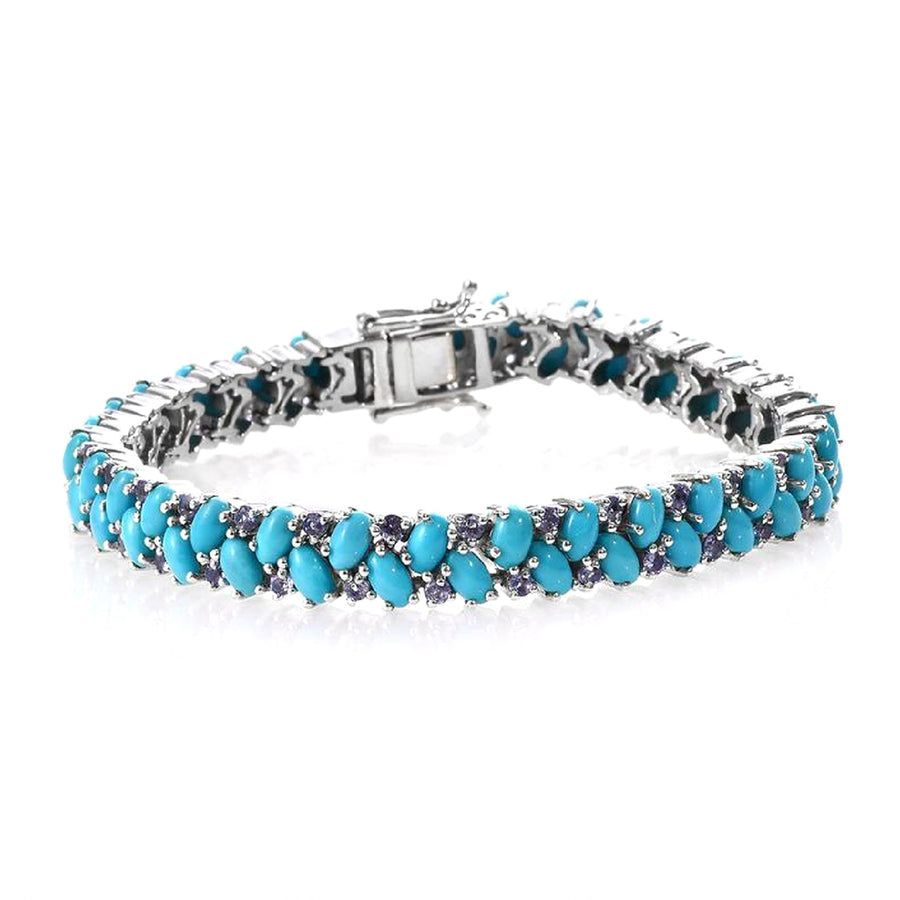 Turquoise & Tanzanite Tennis Bracelet – 925 Sterling Silver