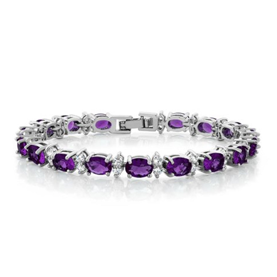 Amethyst Tennis Bracelet – 925 Sterling Silver