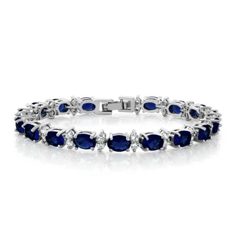 Blue Sapphire Tennis Bracelet – 925 Sterling Silver