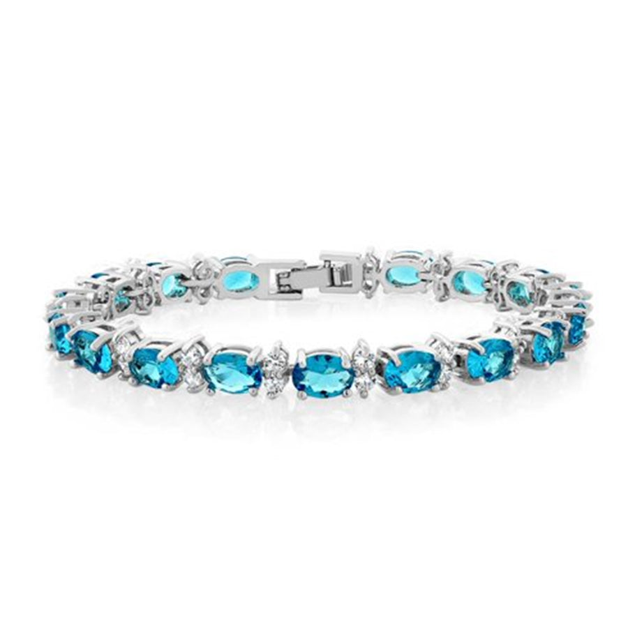 Swiss Blue Topaz Tennis Bracelet – 925 Sterling Silver