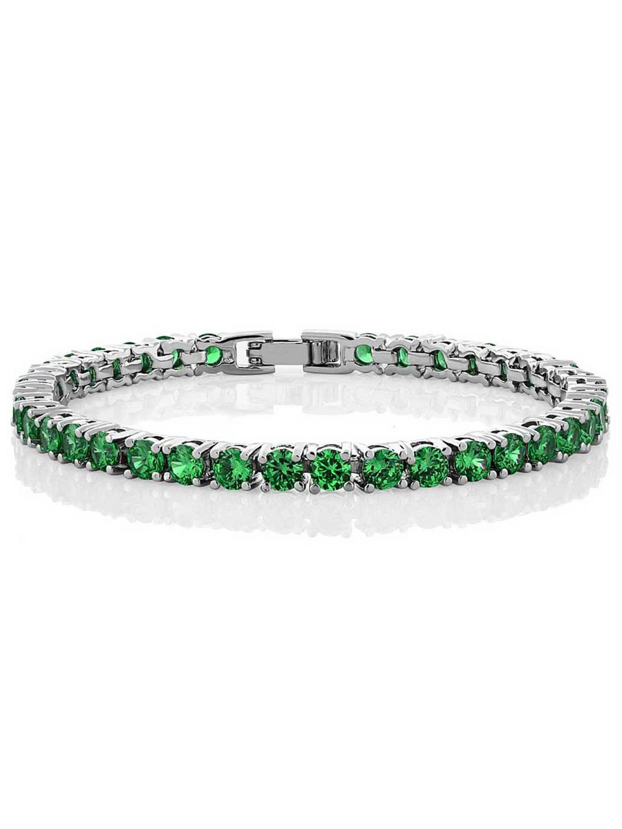 Green Cz Tennis Bracelet – 925 Sterling Silver
