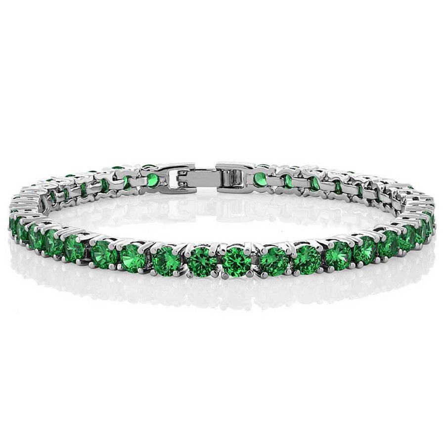 Green Cz Tennis Bracelet – 925 Sterling Silver