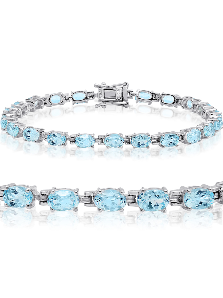 Blue Topaz Tennis Bracelet – 925 Sterling Silver