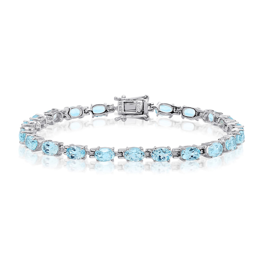 Blue Topaz Tennis Bracelet – 925 Sterling Silver