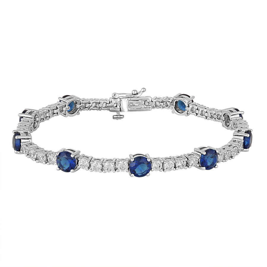 Blue Sapphire Tennis Bracelet – 925 Sterling Silver