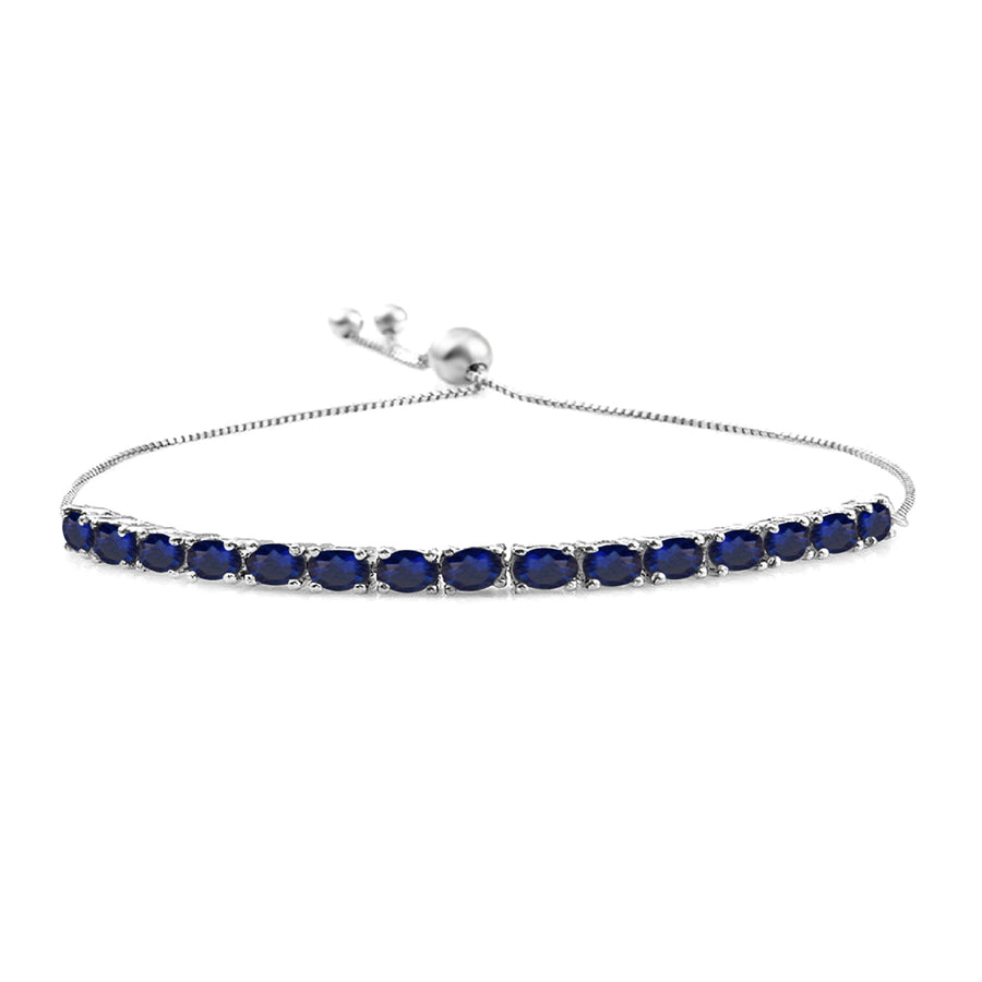 Blue Sapphire Tennis Bracelet – 925 Sterling Silver