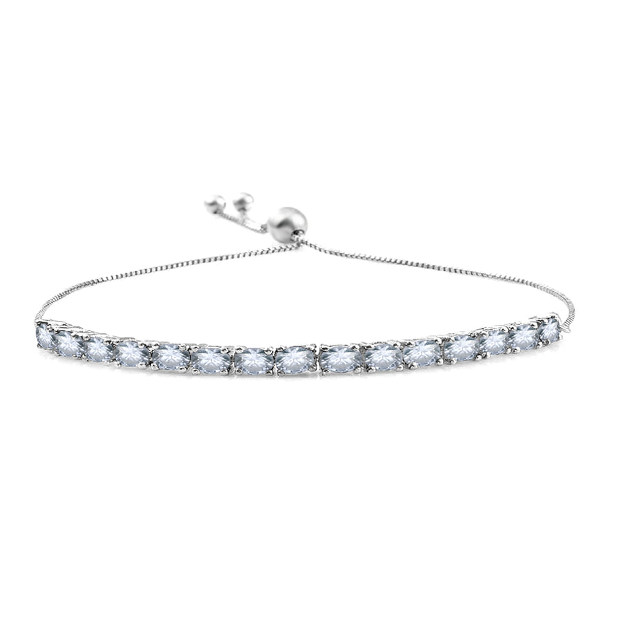 Aquamarine Tennis Bracelet – 925 Sterling Silver
