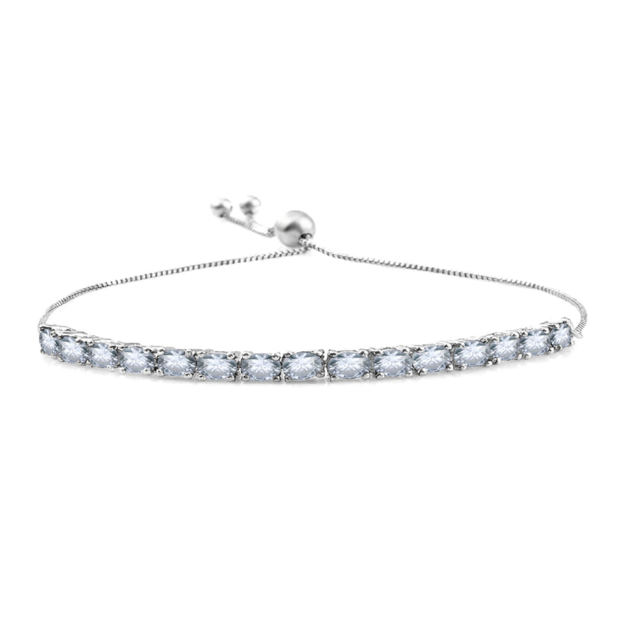 Aquamarine Tennis Bracelet – 925 Sterling Silver