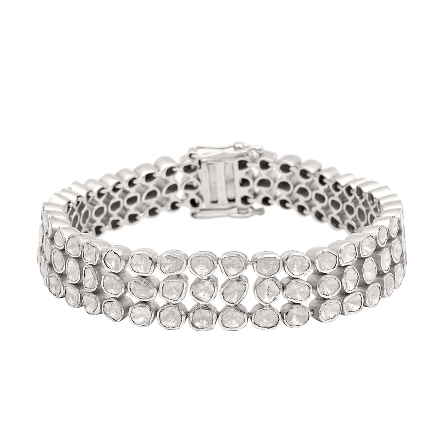 7.5 Ctw Natural Polki Diamond Tennis Bracelet Women Party Wear