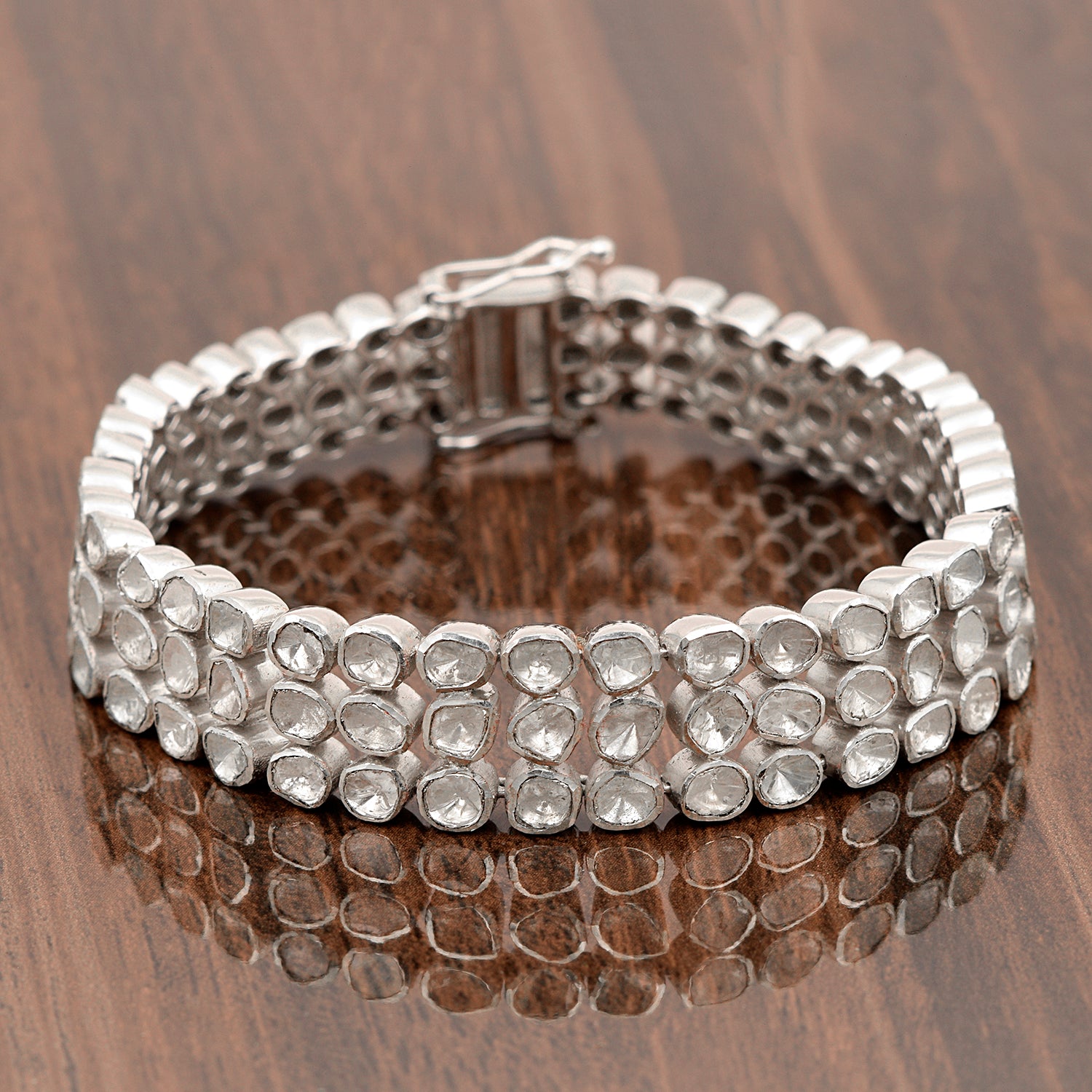 7.5 Ctw Natural Polki Diamond Tennis Bracelet Women Party Wear