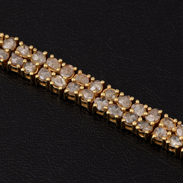 8.50 Cts Rose Cut Champagne Diamond Tennis Bracelet