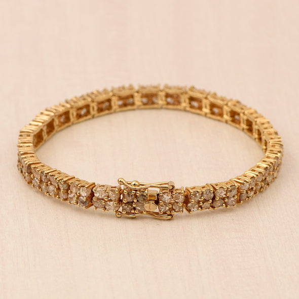 8.50 Cts Rose Cut Champagne Diamond Tennis Bracelet