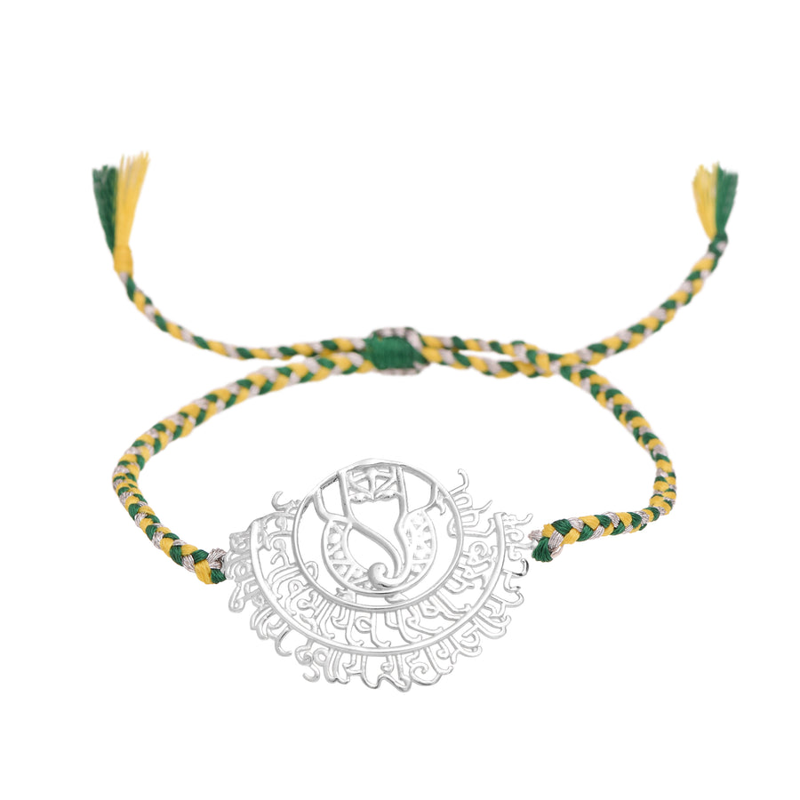 Sacred Om Charm Rakhi Bracelet - Sterling Silver
