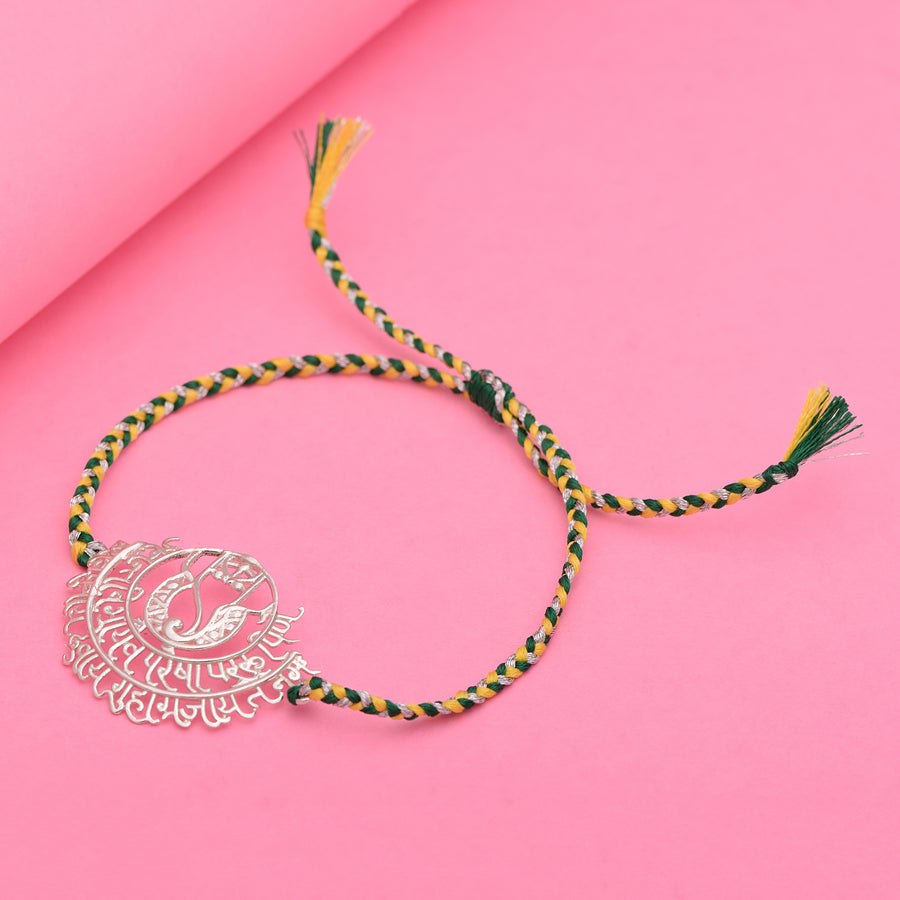 Sacred Om Charm Rakhi Bracelet - Sterling Silver