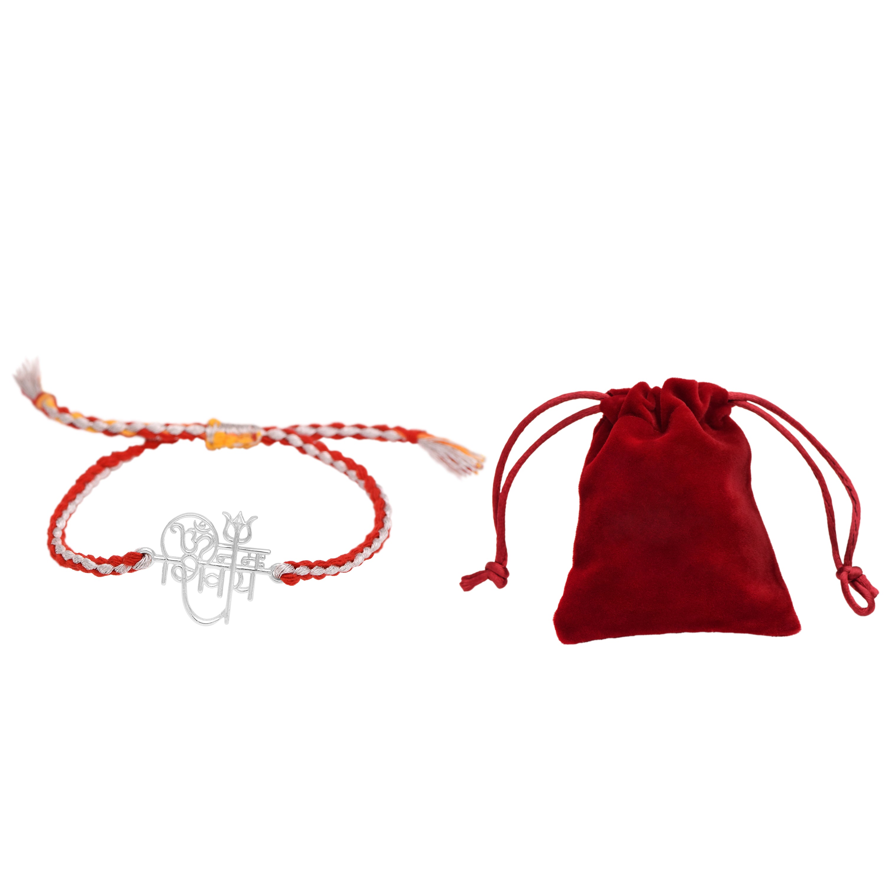 Shiva Trishul & Damru Motif Rakhi Bracelet - Sterling Silver