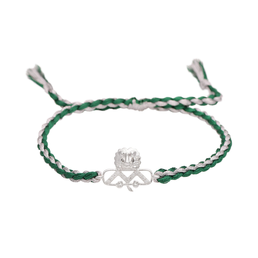 Bold Lion Face Charm Rakhi Bracelet - Sterling Silver