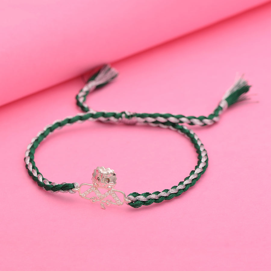 Bold Lion Face Charm Rakhi Bracelet - Sterling Silver