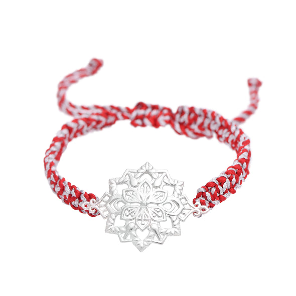 Mandala intricate Floral Design Rakhi Bracelet - Sterling Silver