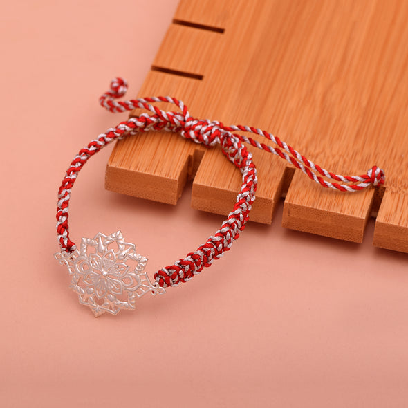 Mandala intricate Floral Design Rakhi Bracelet - Sterling Silver