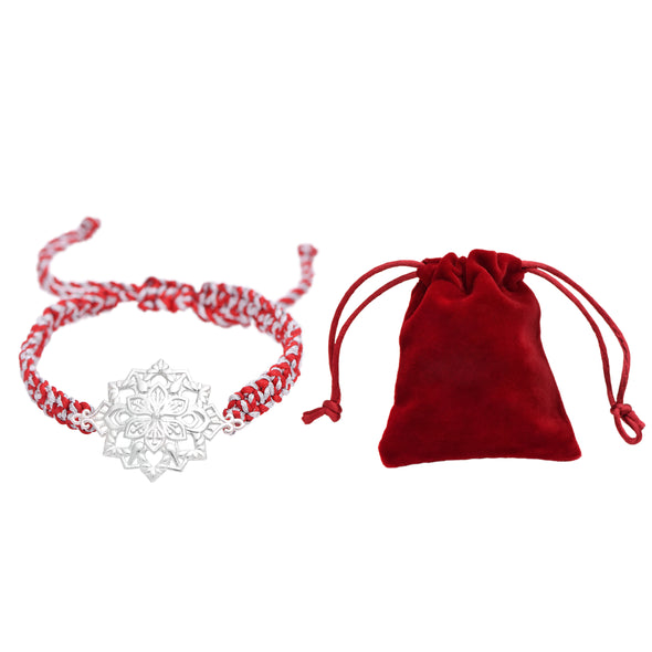 Mandala intricate Floral Design Rakhi Bracelet - Sterling Silver