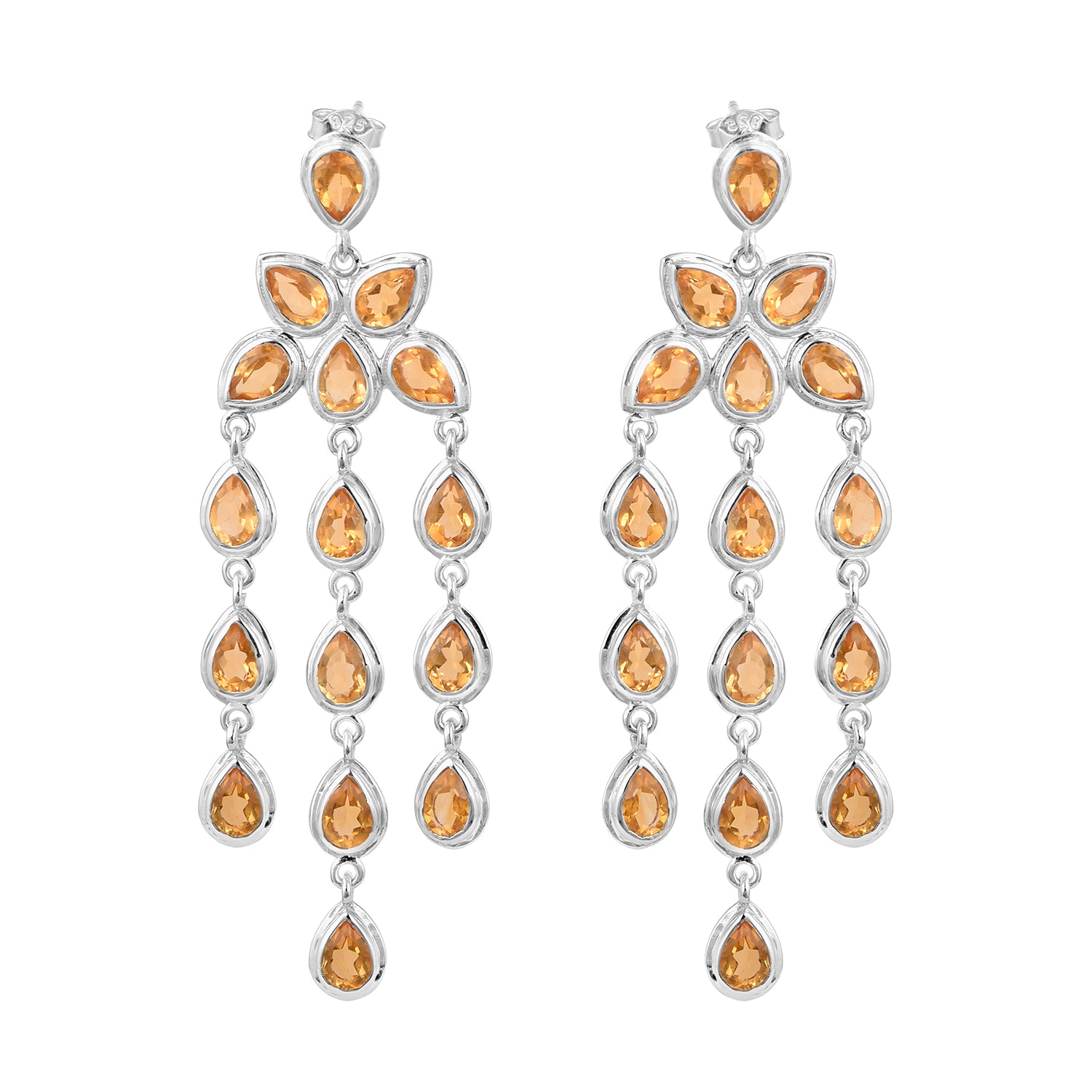 Pear Shape Gemstones- Chandelier Dangle Earrings - Kimaya INC