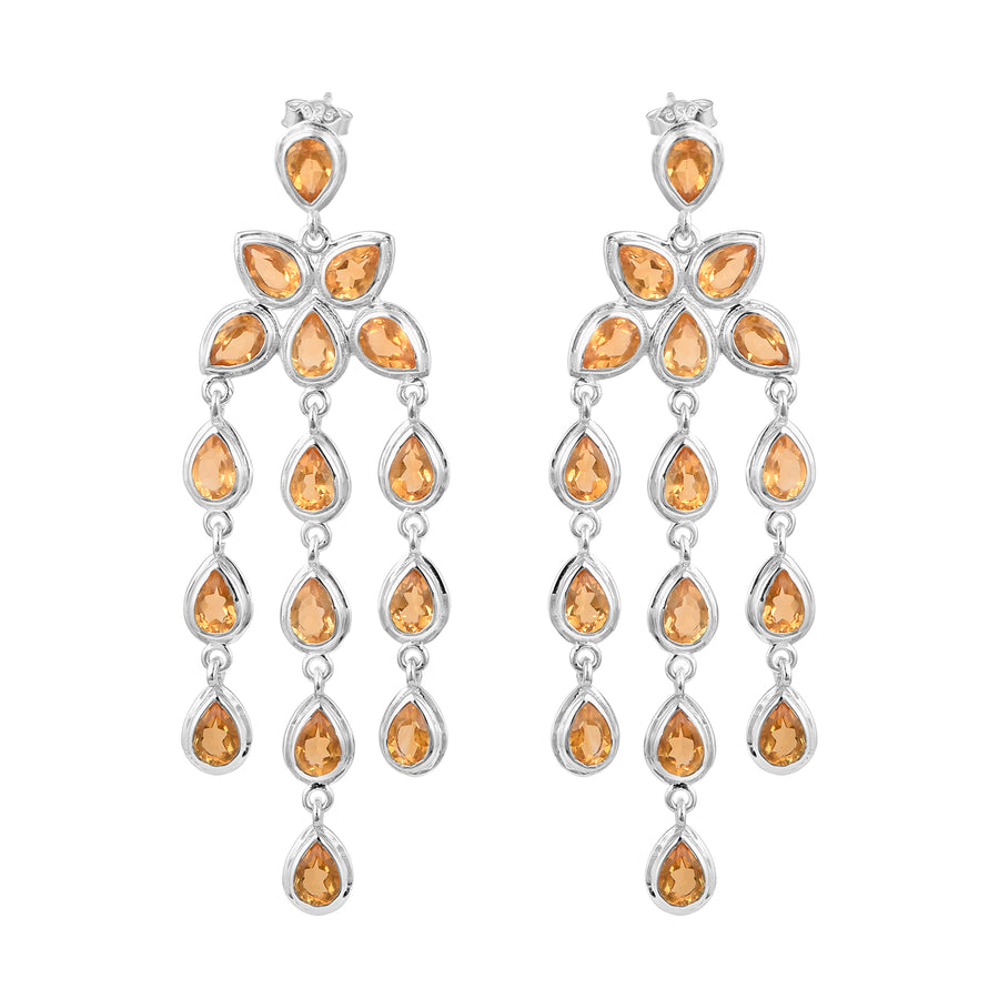 Pear Shape Gemstones- Chandelier Dangle Earrings