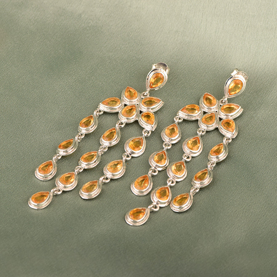 Pear Shape Gemstones- Chandelier Dangle Earrings