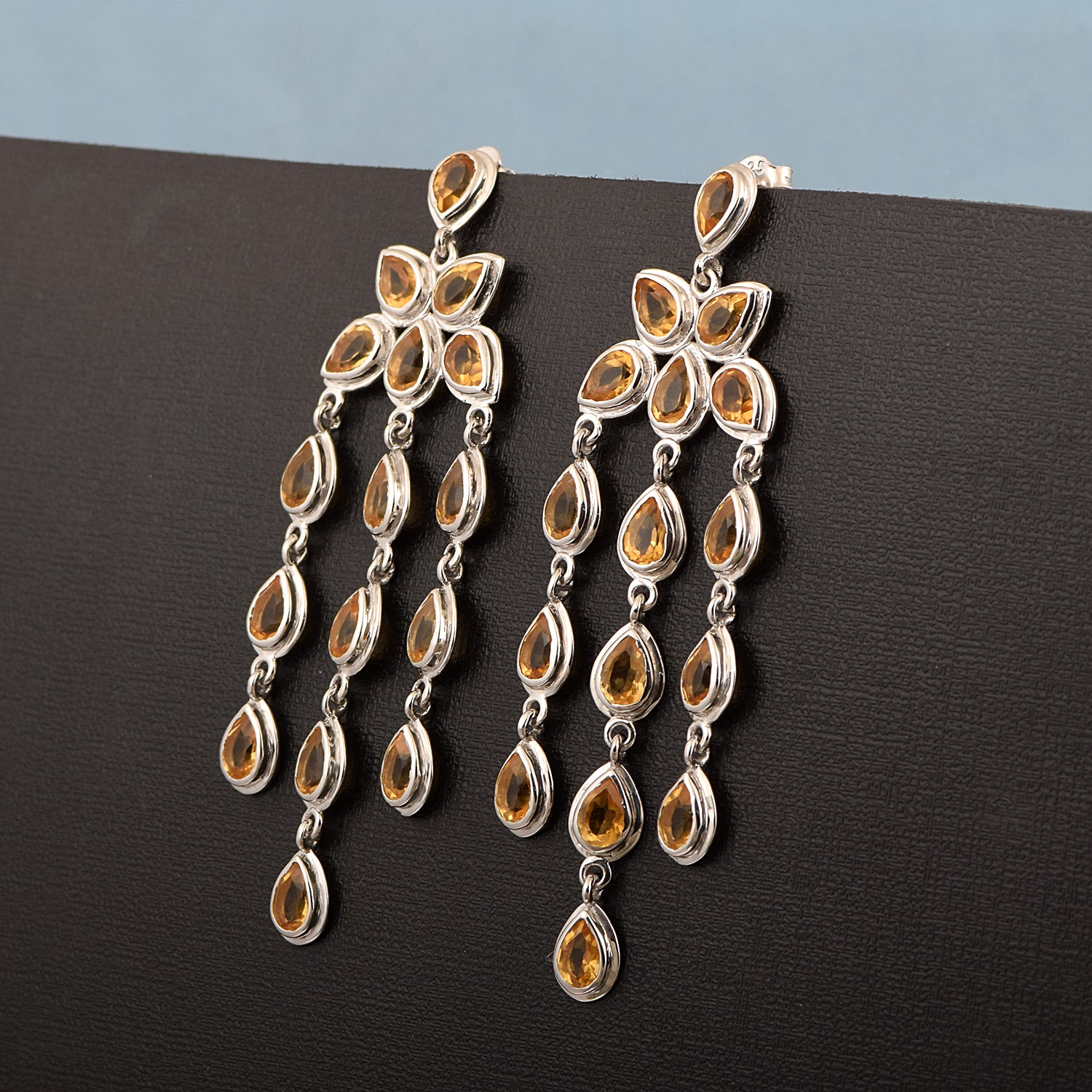 Pear Shape Gemstones- Chandelier Dangle Earrings - Kimaya INC