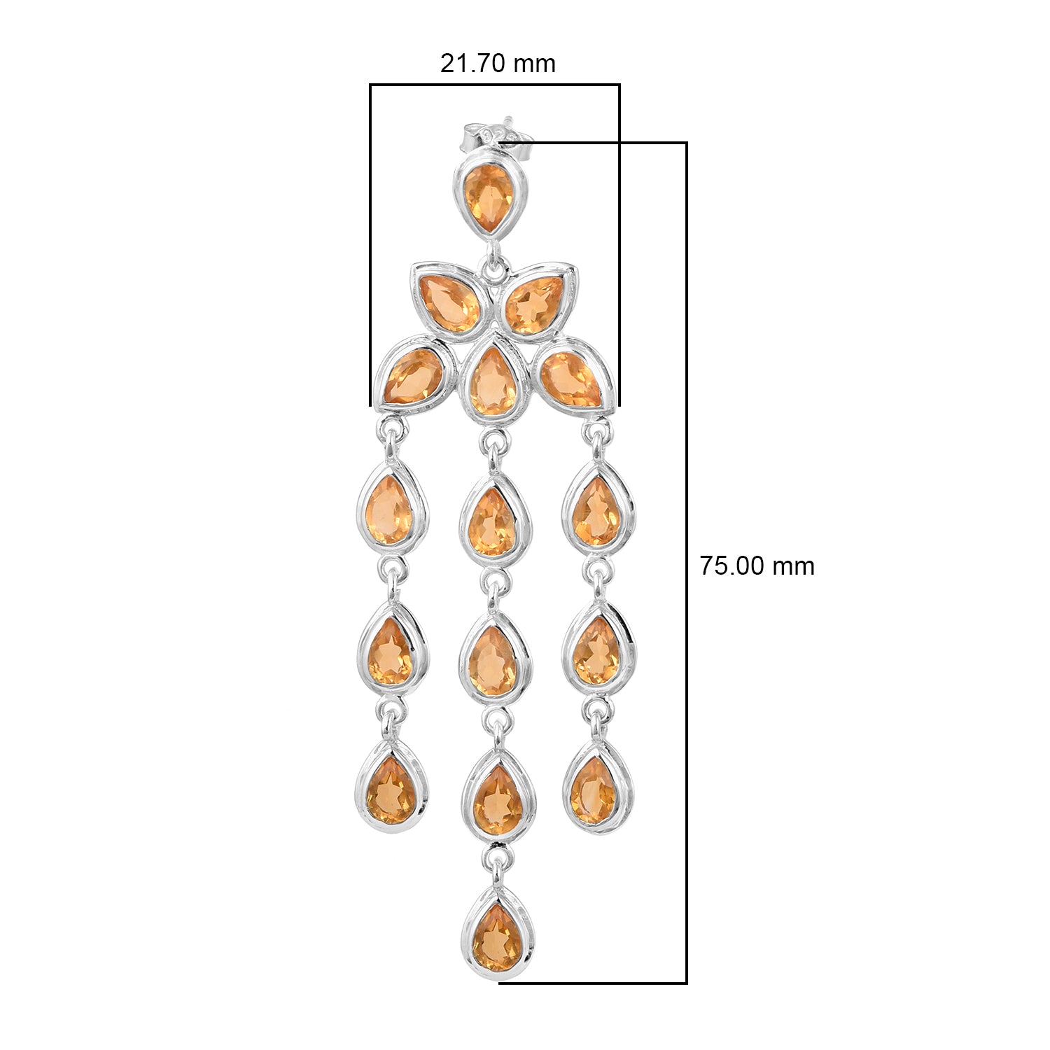 Pear Shape Gemstones- Chandelier Dangle Earrings - Kimaya INC