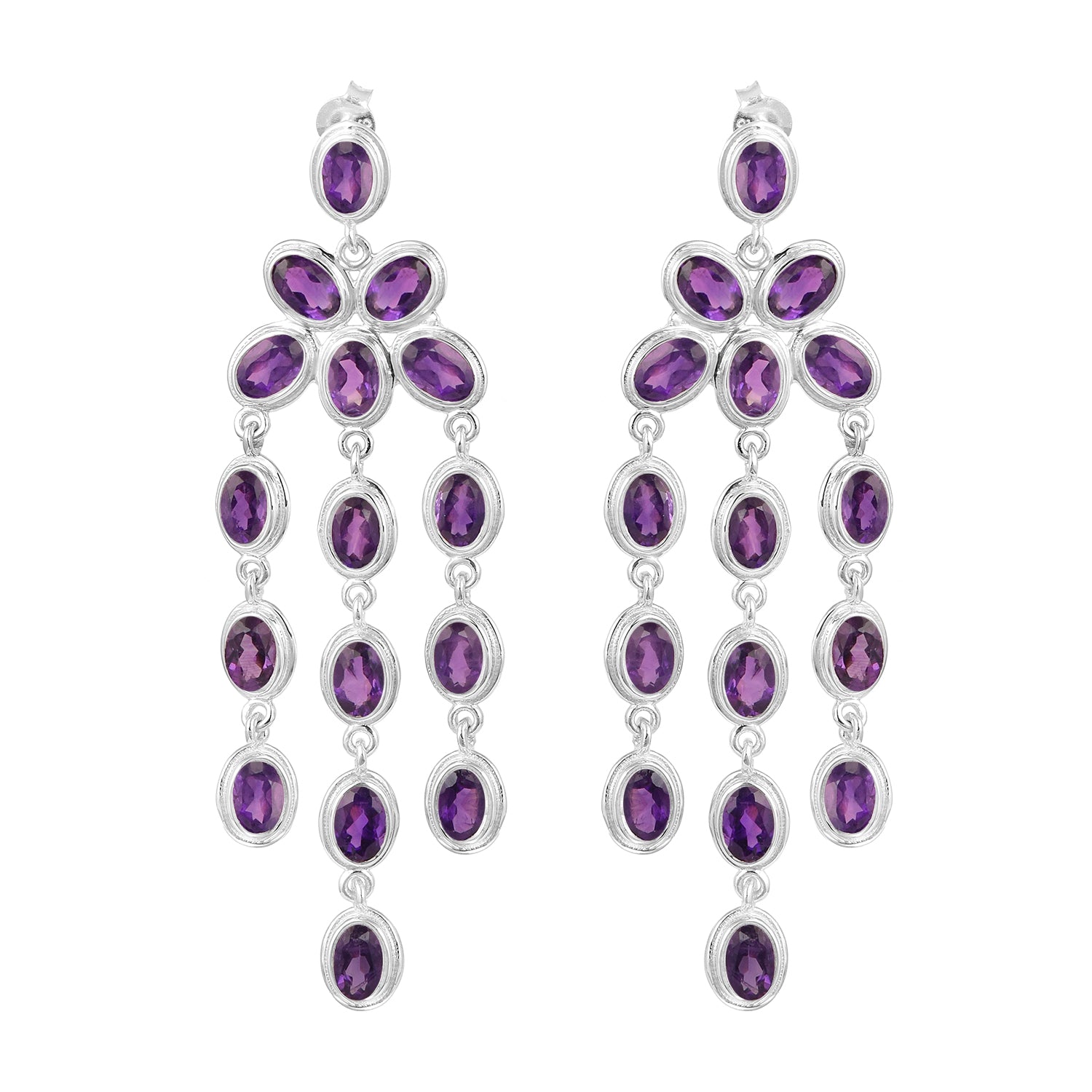 Oval Shape Gemstones- Chandelier Dangle Earrings - Kimaya INC