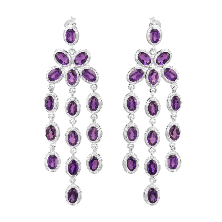 Oval Shape Gemstones- Chandelier Dangle Earrings