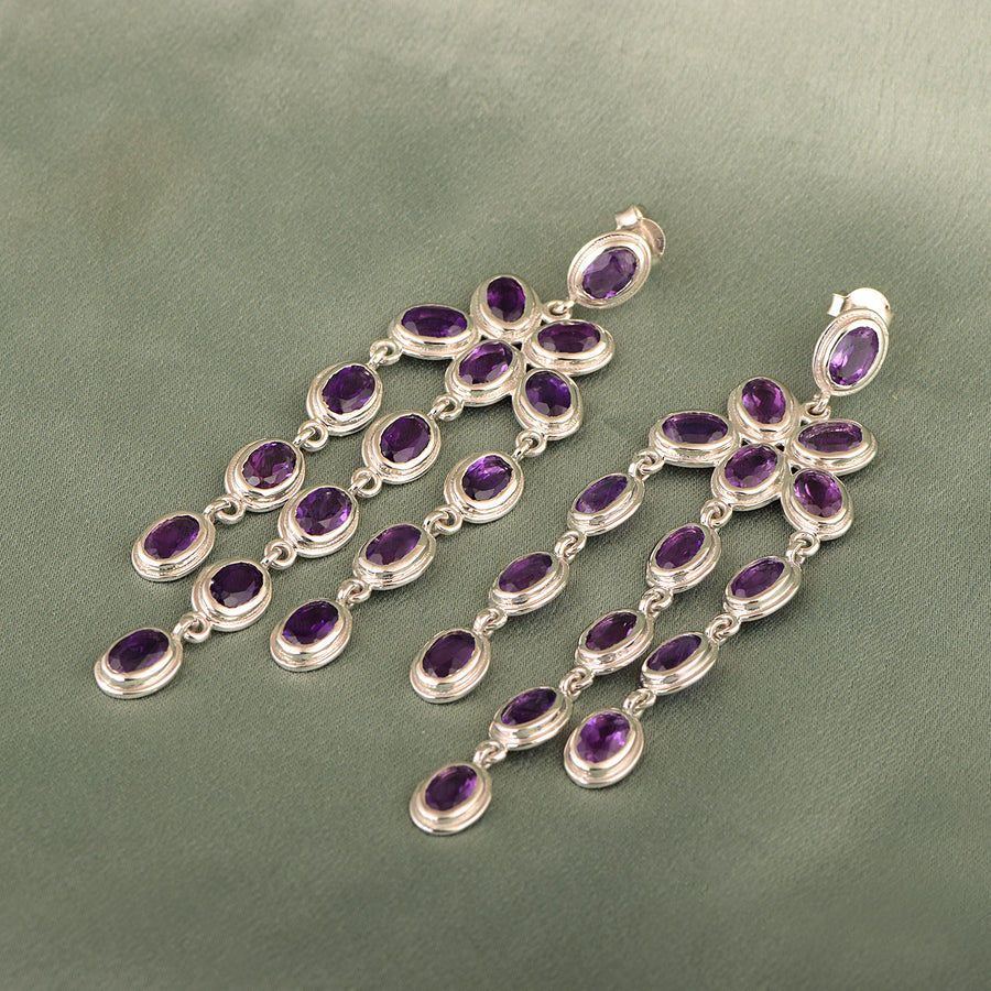 Oval Shape Gemstones- Chandelier Dangle Earrings