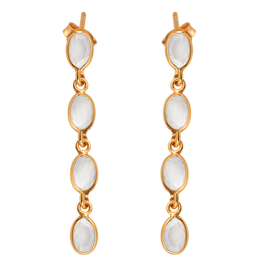 Oval Cut Cubic Zirconia Bezel Drop Dangle Earrings