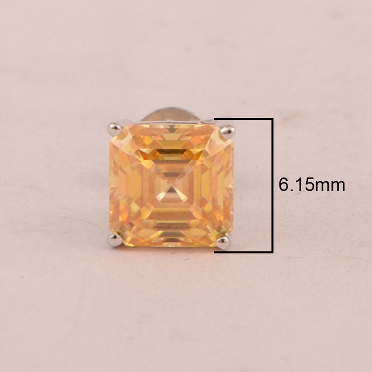 Princess Cut 7mm Champagne Moissanite Stud Earring